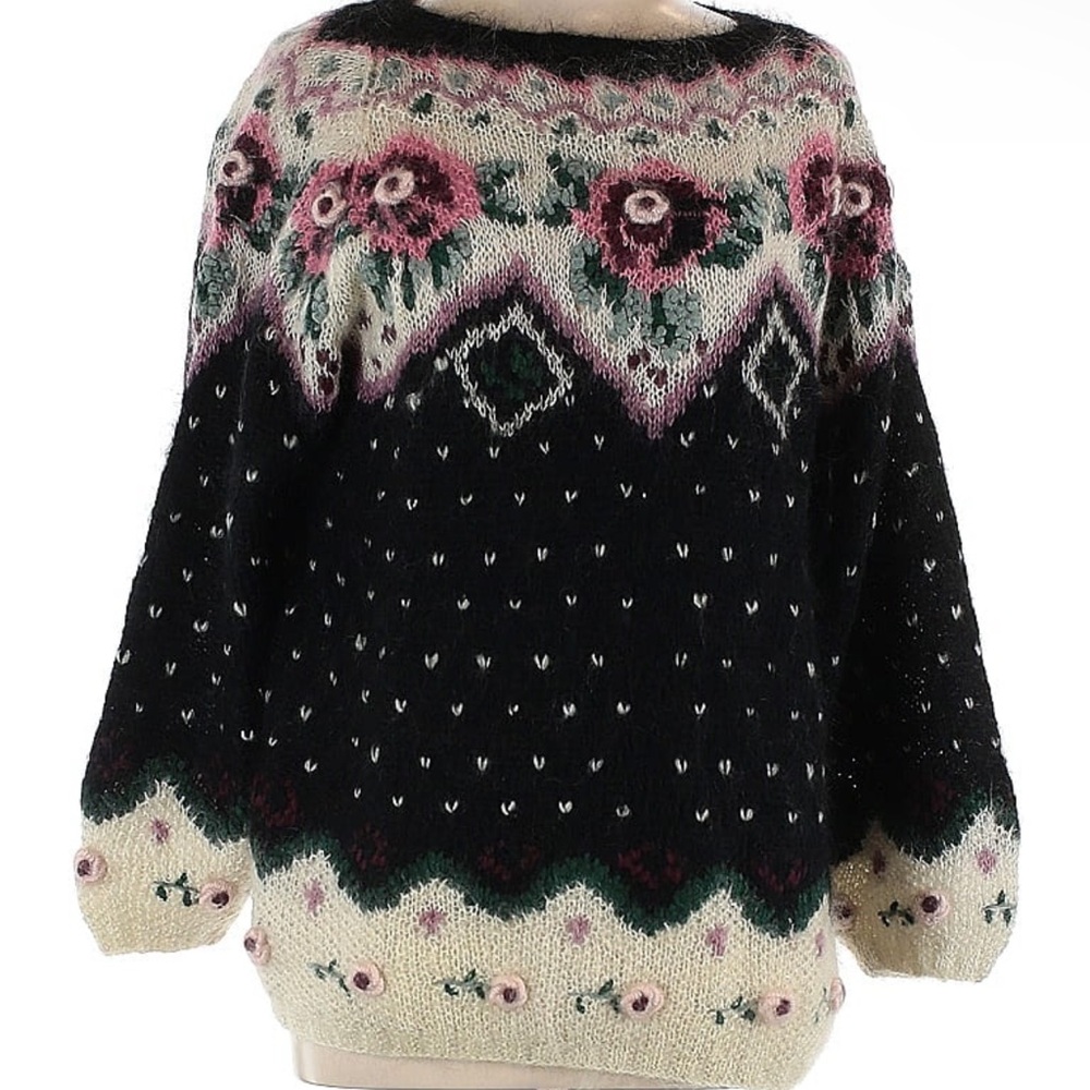 Jennifer Reed Knitted by Hand Black Rose Sweater